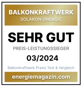 Testnote: SEHR GUT (1,3) für Solakon